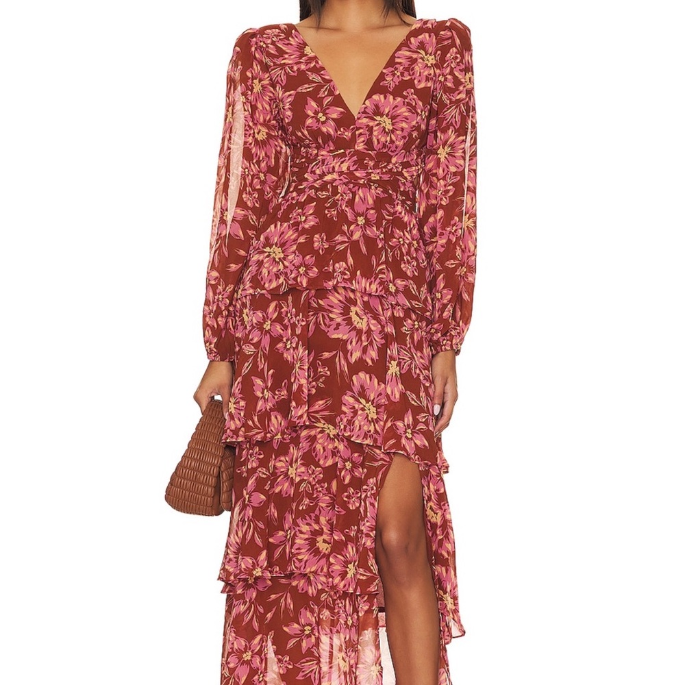 Floral V-Neck Maxi Dress - Red worn once